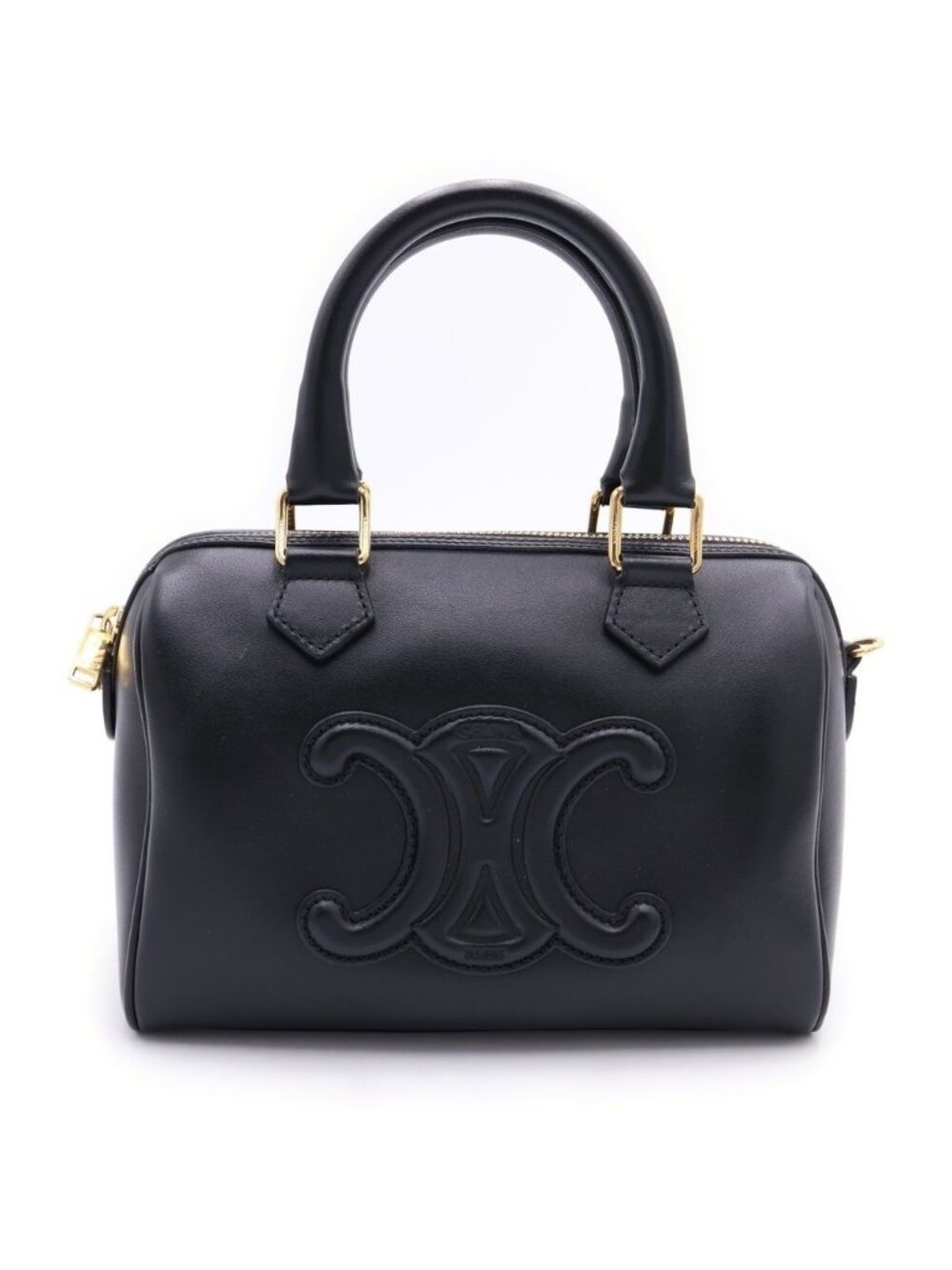 Celine Small Boston Cuill 2-Way Bag Black Leather Gold